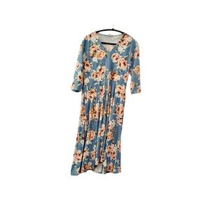 Agnes & Dora Blue Floral Dress with Peach Roses